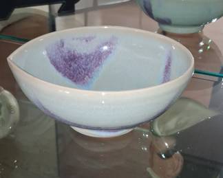 Japanese Studio Pottery Bowl with Purple and Blue Glaze