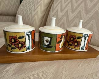 Vintage Holt Howard "Fruit & Flowers" Ceramic Sugar and Creamer Set with Tray