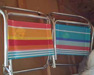 Striped Aluminum Beach Chairs (Set of 2)