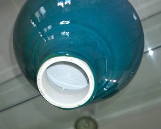 Teal Glazed Ceramic Jar with Decorative Lid
