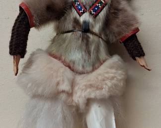 Vintage Eskimo Mother and Child Doll with Real Fur