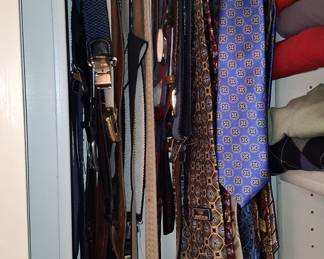 Collection of Men's Ties and Belts