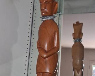 African Carved Wooden Figure with Wire Collar