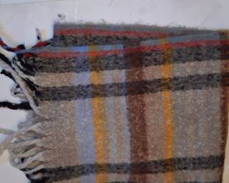 Multi-Color Plaid Wool Blend Scarf with Fringe