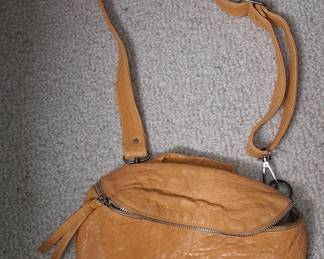 DANIELA LEHAVI Ostrich Embossed Leather Shoulder Bag