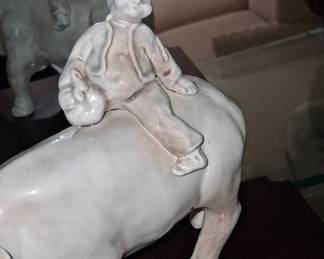 Blanc de Chine Porcelain Figurine of a Boy Riding a Water Buffalo