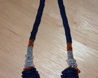 Boho Beaded Necklace with Silver-Tone Accents