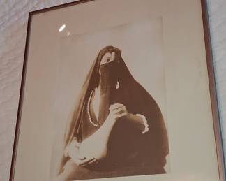 Sepia Toned Photograph of a Veiled Arab Woman with Pearls, possibly by Zangaki or Arnoux