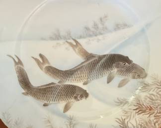 Vintage Japanese Koi Fish Hand Painted Plate