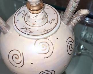 Iridescent Swirl Ceramic Teapot