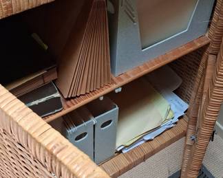 Vintage Wicker Rattan Two-Door Cabinet