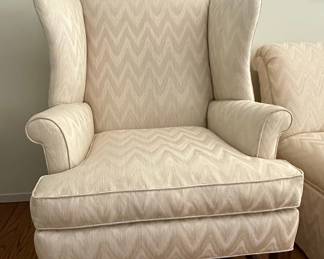 Chevron Upholstered Wingback Armchair