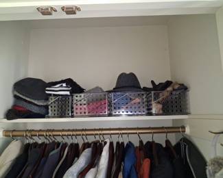 Assorted Men's Hats and Winter Accessories in Metal Bins