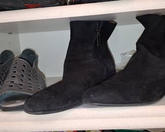 Black Suede Ankle Boots with Side Zipper