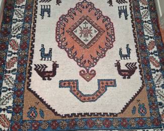 Vintage Kazak Style Hand-Knotted Wool Rug Size 3'7"x 5'