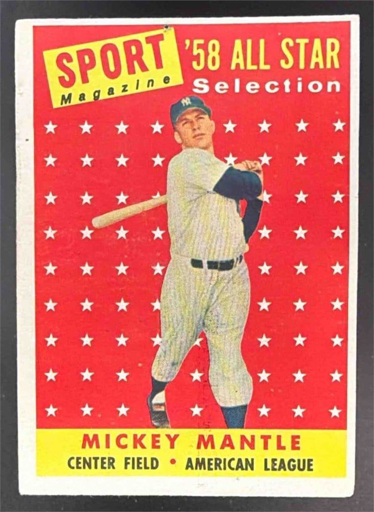 Lot 15: 1958 Topps #487 Mickey Mantle All-Star Yankees Original