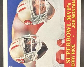 Lot 219: 1990 Fleer #397 Superbowl MVP s Jerry Rice Joe Montana MVP, C 49ers