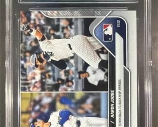 Lot 205: 2025 Topps Now OffSeason Shohei Ohtani Aaron Judge 1st Duo MVP CGC 10 Gold Label