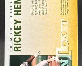 Lot 206: Rickey Henderson Tribute Stolen Base Record Ticket