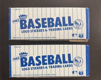 Lot 12: 1982 Fleer Vending Box Baseball Lot of (2) Original Look for Cal Ripken JR RC's!