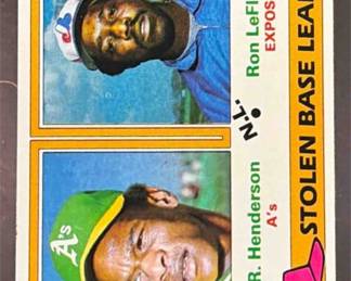 Lot 92: 1981 Topps #4 1980 Stolen Leaders Rickey Henderson Ron LeFlore Athletics