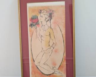 Jeannine Kostia-Blancheteau lithograph titled La Ballerine A La Rose.