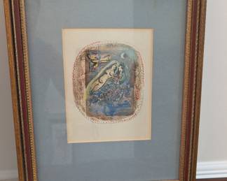 color print titled "Bride and Groom" by Marc Chagall.