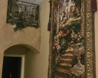 Several tapestry's for sale with the rods starting at $65, $85, $109 ( shown)
