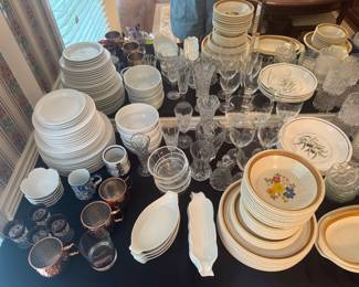 Vintage crystal and china