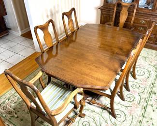 Solid Wood Dining Table with 6 Chairs and Leaf (Not Pictured)