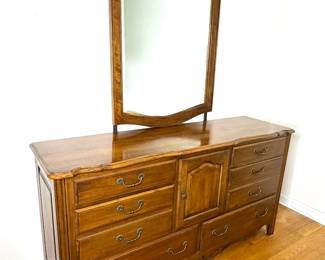 Ethan Allen French Country Triple Dresser with Mirror