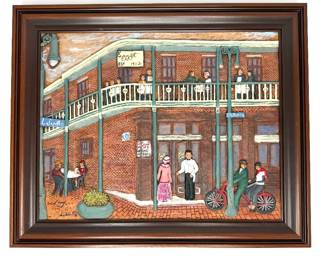 Original Hand Sculpted 3D French Quarter Scene Woodgraphic - Artist Proof 6/25