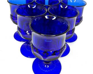 Set of 8 Small Vintage Goblets - Kings Crown Indiana Glass