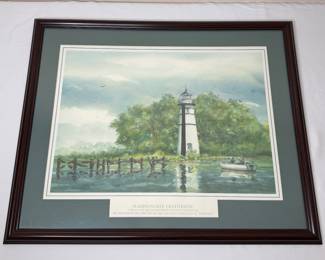 Madisonville Lighthouse Watercolor Framed Print by Brian T.