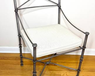 Heavy Iron Cushioned Armchair with Pewter Finish