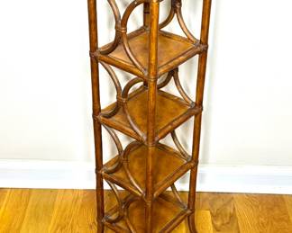 Small Bamboo Rattan Frame Shelf Table