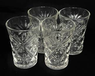 Set of 4 Vtg Anchor Hocking Prescut Clear Orange Juice Glasses
