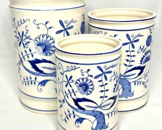 Set of 3 Blue Meadow by Gailstyn Jars