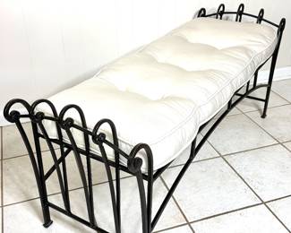 Heavy Wrought Iron Bench with Cushion