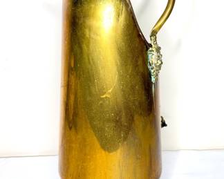 Vintage Brass Coal Scuttle Bucket with Lion Head Accents and Delft Handles