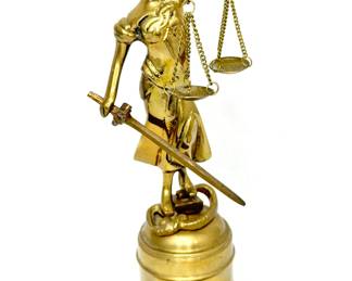 Vintage Brass Lady of Justice Statue