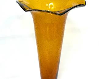 Amber Bubble Glass Vase