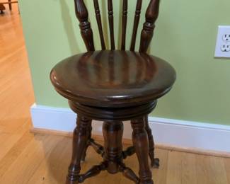 Antique Piano Stool With Backrest Early 1990s