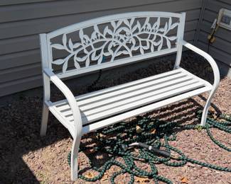 White outdoor bench