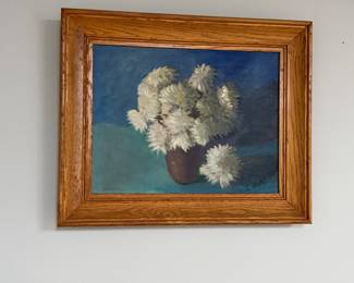 White Flowers and vase painting
