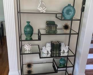 West Elm Tirered Mirrored BookCase Black Chrome ( contents not included ) 