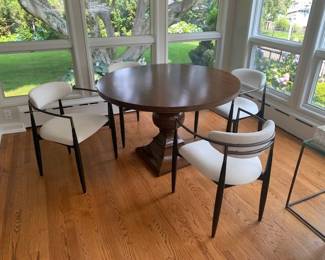 Round 6ft Wood Table w/ Set of 4 Chairs