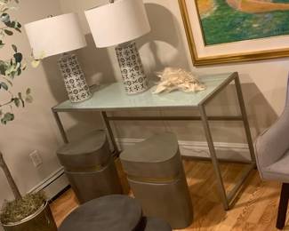 Oblong Gold Chrome and Frosted Glass / Ceramic Seats Angular