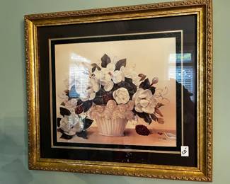 #129	Magnolias in a Bowl print by Glenda 19x17"	 $20.00 