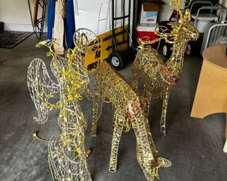 #180	Gold reindeer (2) and angel yard décor 4' tall 	 $40.00 